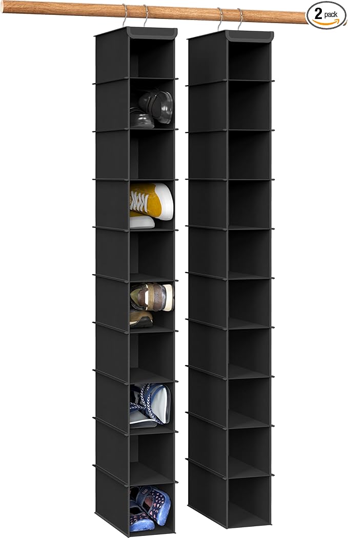 Simple Houseware 2 Pack 10 Shelves Hanging Organizer, Black