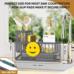 Sponge Holder for Kitchen Sink,Smiley Face Sink Caddy with Removable Brush Holder,Self-Draining Sponge Caddy for Soap,Dish Brush,Scrubber,Kitchen Essentials and Gadgets-Charcoal Gray