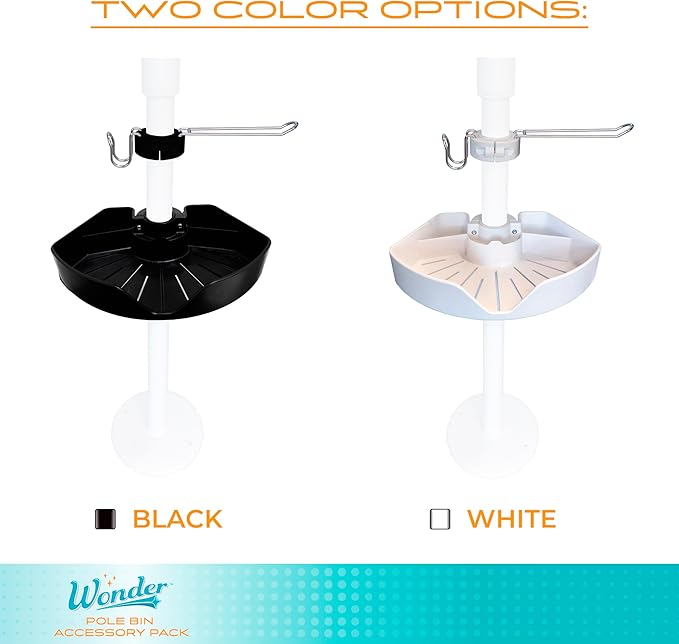 Stander Wonder Pole Bin Accessory Pack, Storage Bin Accessory with Toilet Paper Holder, Towel Hook for Wonder Pole and Wonder Bathtub Pole, Bathroom Organizer Storage Shower Caddy, White