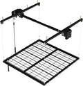 Overhead Garage Lifting Storage Rack, 4x4 ft Heavy-Duty Carbon Steel Ceiling Storage Rack, Adjustable Organization System, 350Lbs Safe Load (Tested to 600Lbs), Manual Crank Lift Design