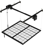 Overhead Garage Lifting Storage Rack, 4x4 ft Heavy-Duty Carbon Steel Ceiling Storage Rack, Adjustable Organization System, 350Lbs Safe Load (Tested to 600Lbs), Manual Crank Lift Design
