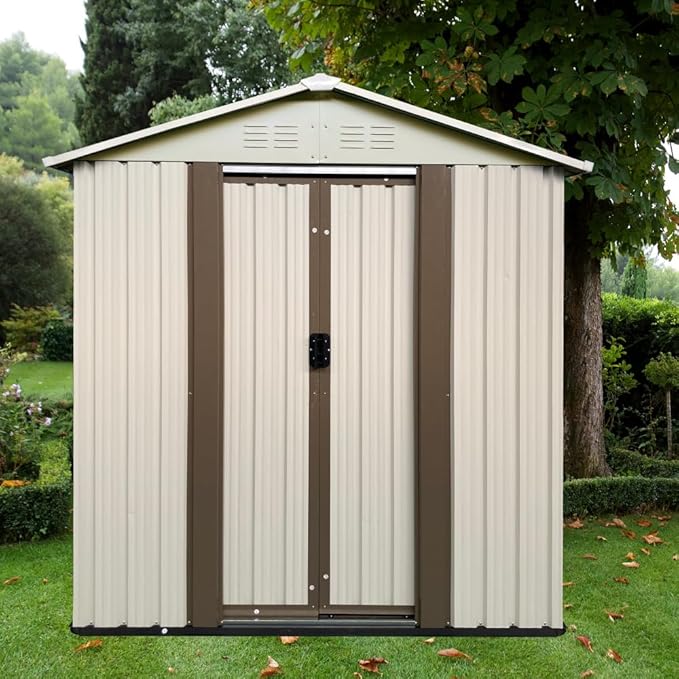 Heavy-Duty Outdoor Garden Shed with Aluminum Alloy Frame, Hinged Door, and Stable Foundation for Secure Storage (5x3 Feet White)