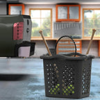 2 bushel laundry baskets with silver handles, black, 2-pack