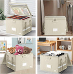 ENGPOW 5200°F File Box Fireproof Document Box with Lock,Heat Insulated Collapsible File Storage Organizer Box with Handle,Portable Home Office File Cabinet for Hanging Letter/Legal Size Folder, Beige