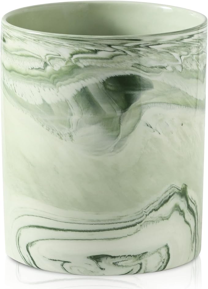 7.2 inch Large Utensil Holder for Kitchen Counter, Marble Utensil Crock Spatula Holder for Countertop Cooking Tools Storage Caddy Farmhouse Kitchen Decor (Marble-Green)