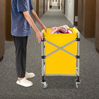 Commercial Laundry Cart with Wheels,Folding Laundry Hamper Cart,Heavy Duty Rolling Laundry Basket with Large Capacity,Laundry Sorter Trolley for Home Hotel Apartment (Yellow, 23.62 * 19.69 * 23.62in)