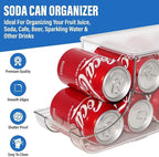 Soda Can Organizer with Lids, Stackable Soda Can Dispenser for Refrigerator, Clear Can Holder Organization and Storage Bins for Fridge, Kitchen, Countertop, Drink Pantry Organizers, Holds 12 Cans Each