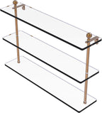Allied Brass MA-5/22 Mambo Collection 22 Inch Triple Tiered Glass Shelf, Brushed Bronze