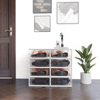 PARANTA 8-Piece Boot and Shoe Storage Box, Stackable Clear Plastic Shoe Box, Space-Saving Shoe Organizer for Boots, Sneakers, and High Heels, Clear