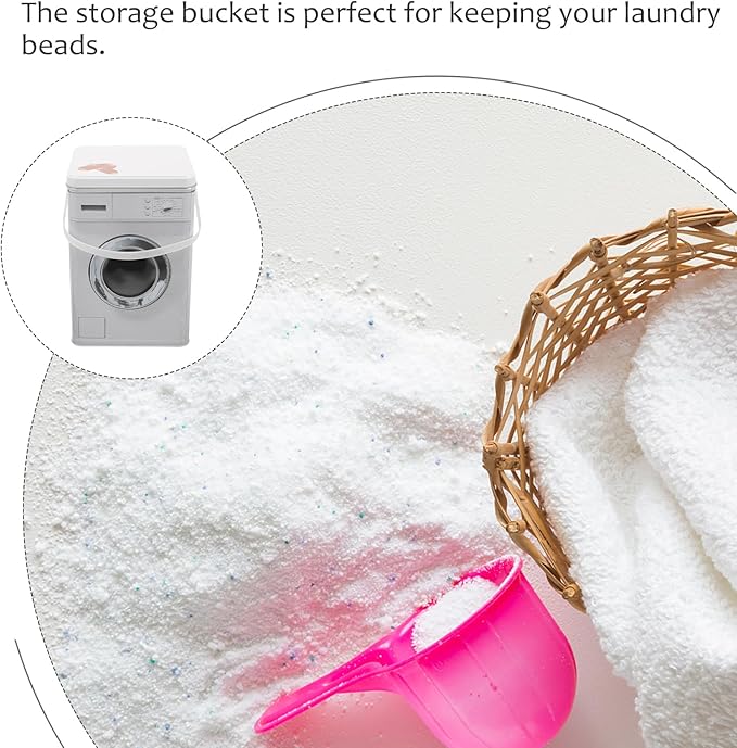 VILLCASE Washing Machine Shaped Laundry Powder Container Portable Storage Barrel with Handle for Laundry Beads Detergent Organizer 8.77X5.98X5.98 Inch