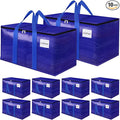 10Pack Moving Storage Bags, Moving Supplies Packing Boxes for Moving, Camping, College Dorm Room Essentials for Girls, Blue Tote Bags, 76L Heavy-Duty Storage Bins With Lids And Zippers