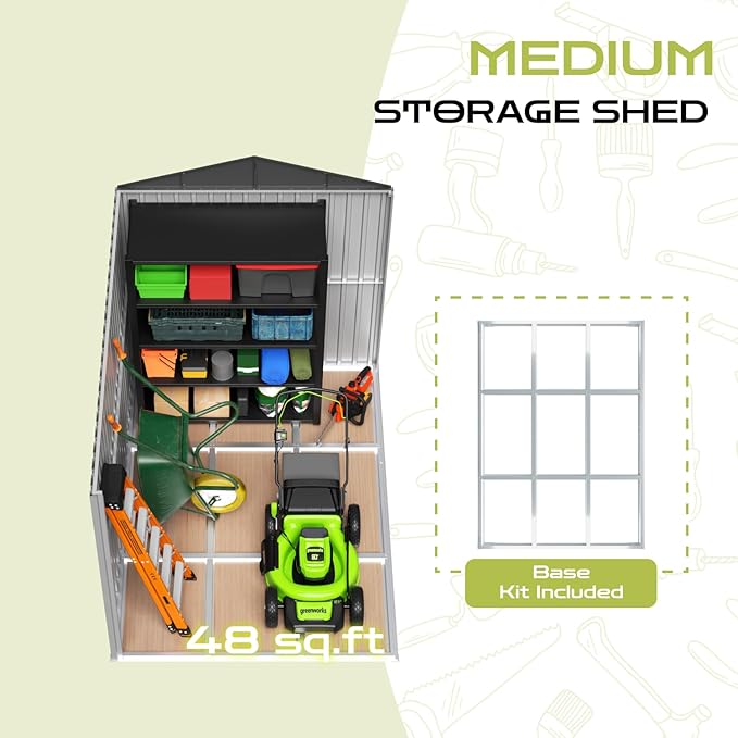 8' x 6' XL Outdoor Storage Shed, Sturdy Metal Building w/Floor and Operable Window for Garden, Backyard, Poolside and Lawn, Blue