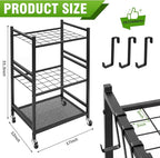 REDCAMP Garden Tool Organizer,Yard Tool Tower Rack for Garage,3 Tier Metal Yard Tools Storage up to 35 Long-Handled Tools/Rakes/Brooms, Heavy Duty Garden Tool Organizer for Garage, Yard, Patio, Shed