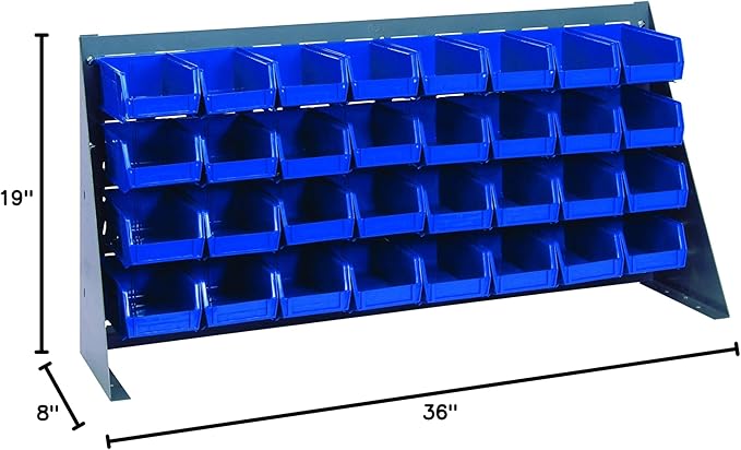 Quantum Storage Systems QBR-3619-220-32BL Ultra Bin Complete Bench Rack Package with 32 Ultra Bins, 36" x 8" x 19" , Blue