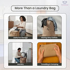 LFH Home Large Premium Cotton Canvas Laundry Bag with Drawstring and Handles Heavy Duty, Multi-Use, and Washable for Home, Travel, College or Storage 28x40 (Pack of 2)-Beige