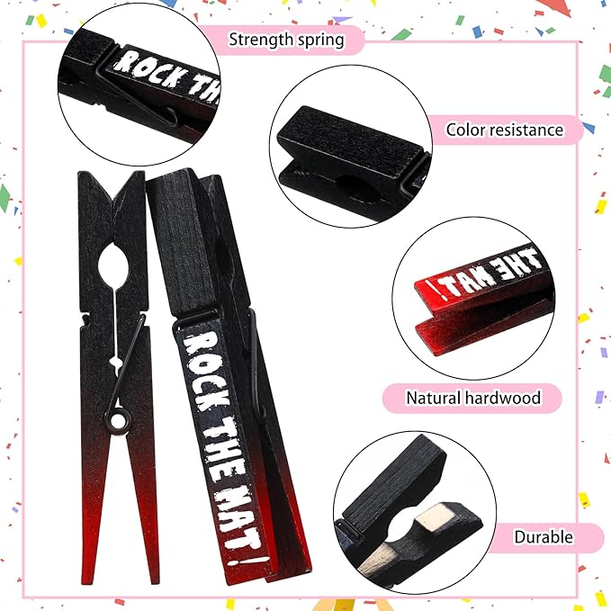 Kigeli 30 Pcs Spirit Clips Cheer Pins Cheerleader Gifts Clothes Pins for Backpacks Competition Glittered for Team Cheer Gifts Stuff Supplies Party Favors Accessories Bulk(Black, Red,Gradient)