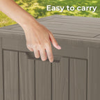 Outdoor Storage Box Waterproof, 35 Gallon Lockable Resin Deck Box Small, Patio Storage Bin for Pool Accessories Cushion Furniture, Garden Tools, UV-Resistant Outside Delivery Grey