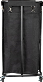 Household Essentials 2-Bag Rolling Laundry Sorter, Black