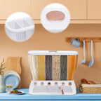 Dry Food Dispenser Wall Mounted 6 Grid Rice Dispenser Kitchen Storage