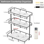 Bathroom Organizer Countertop Perfume Organizer Makeup Organizer Cosmetics Storage Display Rack Vanity Tray Dresser Stainless Steel Gold Shelf White Marble Ceramic Tray