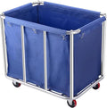 Commercial Laundry Cart with Wheels, 470L Large Capacity Heavy Duty Stainless Laundry Basket,Laundry Sorter for Clothes Storage,400 lbs Load (Blue)