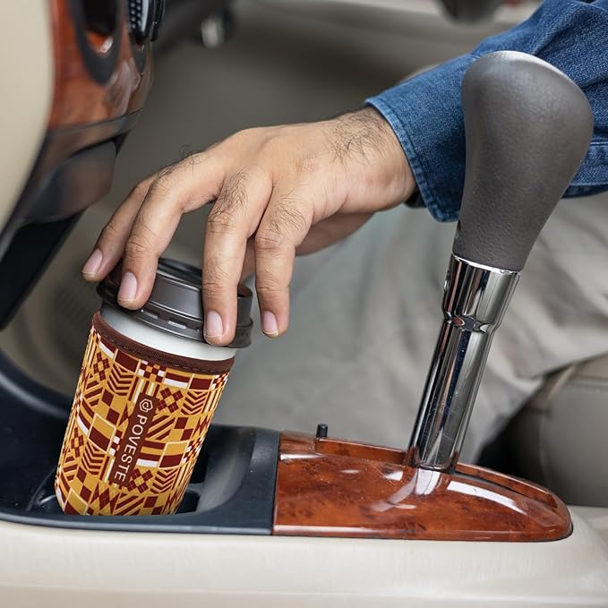 Reusable Neoprene Insulator Sleeve for Iced Coffee & Cold Soda, Coffee Sleeves for Iced & Hot Drinks, Cold Beverage Cooler Compatible with Starbucks, Dunkin (Blue&Pink Leave, Small: 16-18oz)