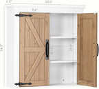 Spirich Bathroom Wall Cabinet Over Toilet, Farmhouse Wall Mounted Medicine Cabinet Organizer with Wood Grain Barn Doors and Adjustable Shelves