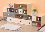 Desktop Storage Drawers, Plastic Desk Organizer with 3 Drawers, Modular Stackable Toolbox Units for Office Stationary, Makeup Container, Bathroom Countertop (1 Tall Layer, Cream)