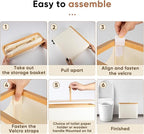 Anfly Bamboo Toilet Paper Storage Organizer with Lid - Holds 12 Mega Rolls, Countertop Bathroom Tissue Holder Cabinet, TP Storage Basket