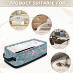 Storage Bins Elegant Towel Storage Baskets Lightweight Cosmetics Storage Basket with Handles Collapsible Organizer for Bathroom Office Bedroom Decor, Peach Blossom Light Teal