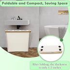 24L Toilet Paper Storage with Bamboo Lid and Anti Slip Foot Nail for 12-Roll Standard Toilet Paper Container Oxford Storage Holder with Handle Beige