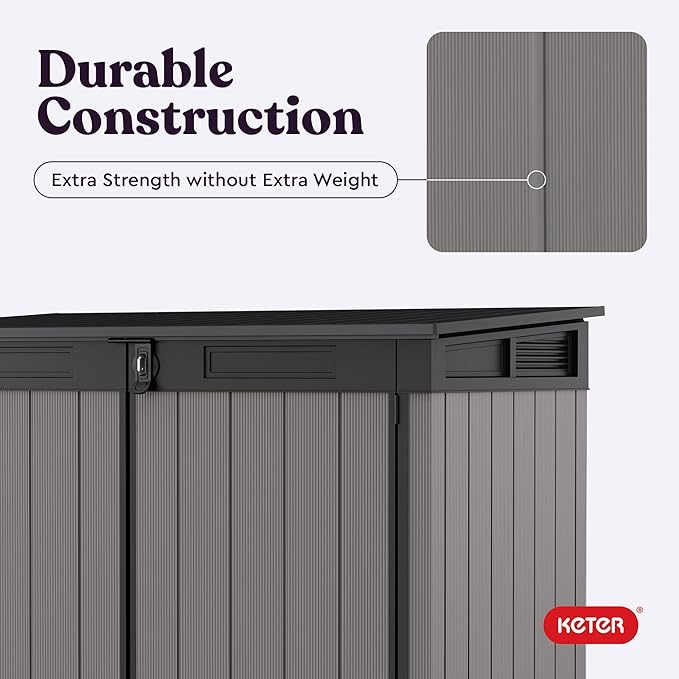 Keter Premier Jumbo 6.2 x 4.3 ft. Outdoor Resin Horizontal Storage Shed for Outdoor Yard and Garbage Bin Storage