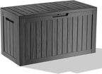 EasyUp 90 Gallon Deck Boxes Waterproof, Outdoor Large Storage Boxes with Lids, Outside Resin Storage Box & Deck Boxes for Patio, Garden Use(Black)