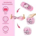 Sanrio Hello Kitty Pop-Up Hamper,Collapsible Laundry Basket with Durable Handles,Lightweight Storage Bin for Kids' Bedroom, Nursery, or Playroom,Pink