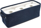 Juvale Jute Toilet Tank Basket - Space-Saving Navy Back-of-Toilet Organizer - Countertop Bathroom Organizer & Bath Tissue Holder - Navy Bathroom Basket for Decor & Organization - Blue, 16" x 6" x 5.5"