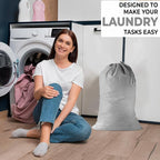 2 Pack - Extra Large Cotton Laundry Bag, Heavy Duty Large Laundry Bags 24 x 36 inch XL Drawstring Travel Organizer Bag Fit Hamper Basket Camp (Light Gret, Pack of 2)