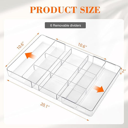 1 Pcs Large Expandable Acrylic Drawer Organizers, Grid Adjustable Drawer, Dividers Organizer for Desk, Makeup, Jewelry, Office, Kitchen Supplies (Clear,11 Compartments)