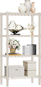 1000 lbs 4-Shelf Standing Storage Shelves Heavy Duty Metal Shelving Unit Adjustable Wire Rack for Office Garage Kitchen, Light Tan 11.8 D x 23.6" W x 47.5" H