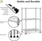 450 lbs Wire Storage Shelving 3-Tier Utility Shelving Unit Steel Organizer Wire Rack for Home,Kitchen,Office,Chrome(11.8" D x 17.7" W x 26.4" H)