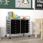GOFLAME 12-Drawer Rolling Storage Cart, Multifunctional Art Craft Organizer Cart, Mobile Utility Storage Cart with Removable Drawers & Lockable Wheels, Craft Cart for Home Office School, Black