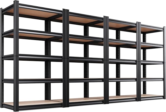 Set of 4 71" H Garage Shelving-5 Tier Storage Shelves,Adjustable Heavy Duty Metal Shelving Unit and Storage Large Rack,Utility Steel Shelf for Warehouse Industrial Pantry Basement 71"x32"x14"
