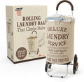 dbest products Stair Climber Laundry Trolley Dolly, Beige Laundry Bag Hamper Basket cart with wheels sorter