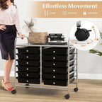 GOFLAME 12-Drawer Rolling Storage Cart, Multifunctional Art Craft Organizer Cart, Mobile Utility Storage Cart with Removable Drawers & Lockable Wheels, Craft Cart for Home Office School, Black
