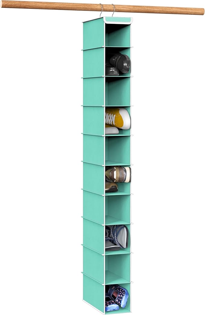 Simple Houseware 10 Shelves Hanging Shoes Organizer Holder for Closet, Turquoise