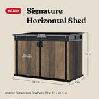 Keter Signature Collection All Weather Outdoor Storage Shed – Durable Resin Garden Shed with Built‑in Ventilation, & Lockable Double Doors – Walnut Finish