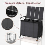 4-Compartment Laundry Cart with Lockable Wheels & Lid 180L Large Wheeled Laundry Basket Heavy-Duty Sorting Organizer for Laundry Room (Black)