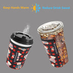 Reusable Neoprene Insulator Sleeve for Iced Coffee & Cold Soda, Coffee Sleeves for Iced & Hot Drinks, Cold Beverage Cooler Compatible with Starbucks, Dunkin (Plaid Bear, Large: 32oz)