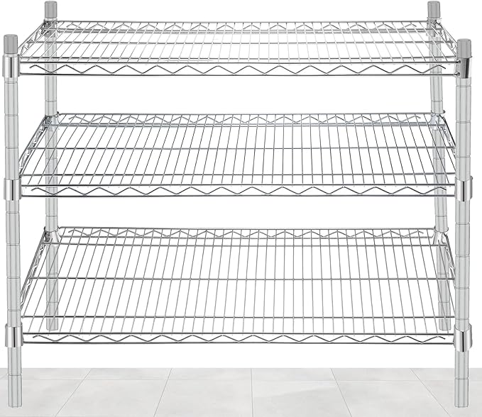 2 Pack Additional Wire Shelf for Wire Shelving Units Chrome Finish Shelving Weight Capacity 600-800 Lb, Heavy Steel Industrial for Warehouses, Closets, Kitchen (Sliver,18" W X 24" L)