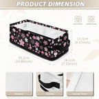Storage Bins Collapsible Organizer Rectangular Toilet Paper Basket Lightweight Toiletries Organizer for Bathroom Kitchen Office Accessories and Decor, Pink Cherry Blossom Black