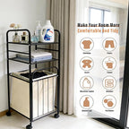 Rolling Storage Cart with Laundry Hamper, 3-Tier Rolling Utility Cart, Removable Laundry Basket - Metal Storage Organizer with Lockable Wheels for Bathroom - 80L, 14.4" x 13.8" x 39.7"
